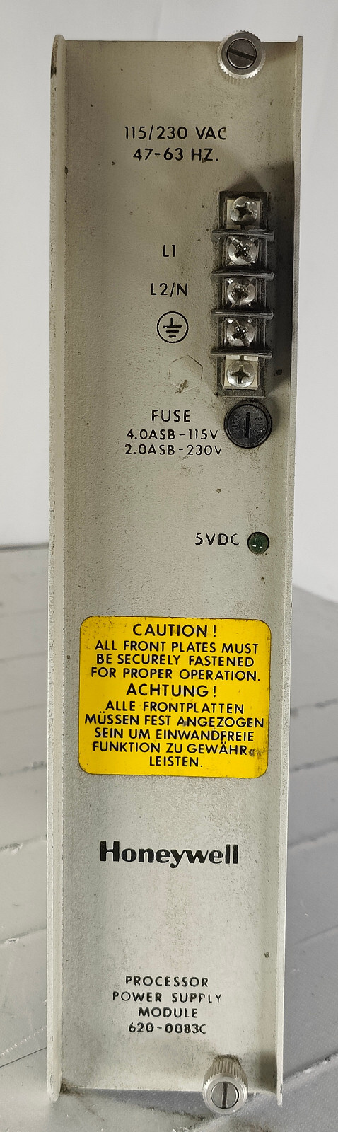 Honeywell Processor Rack Power Supply 620-0083C 115/230VAC 110VA 47/63 HZ