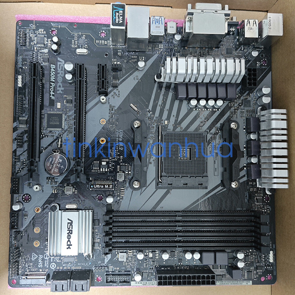 For ASRock B450M Pro4-F Motherboard Socket AM4 DDR4 VGA+DVI+HDMI Micro ATX
