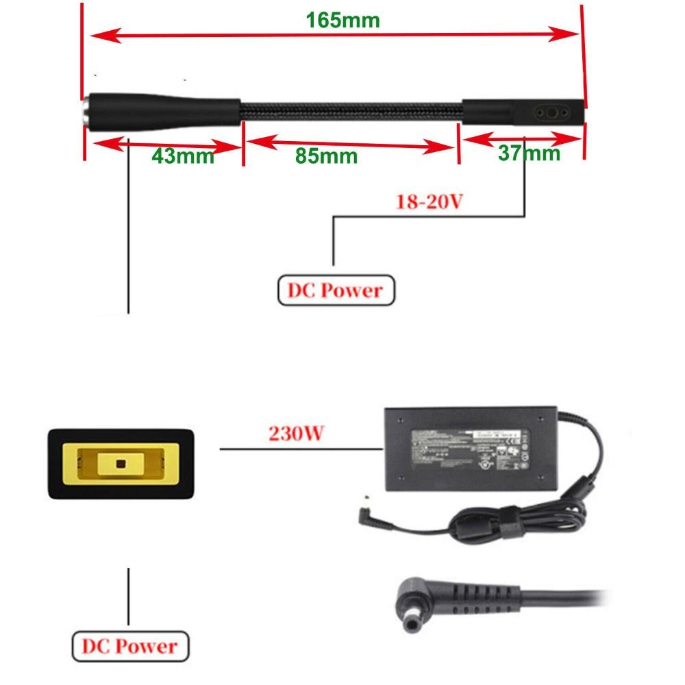 DC Slim Square Female to 3 Pin Plug Converter Charging Adapater Cable for Razer