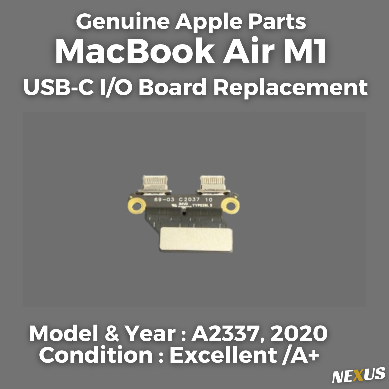 Genuine Apple MacBook Air 13” M1 A2337, USB‑C I/O Board Replacement OEM Grade A+
