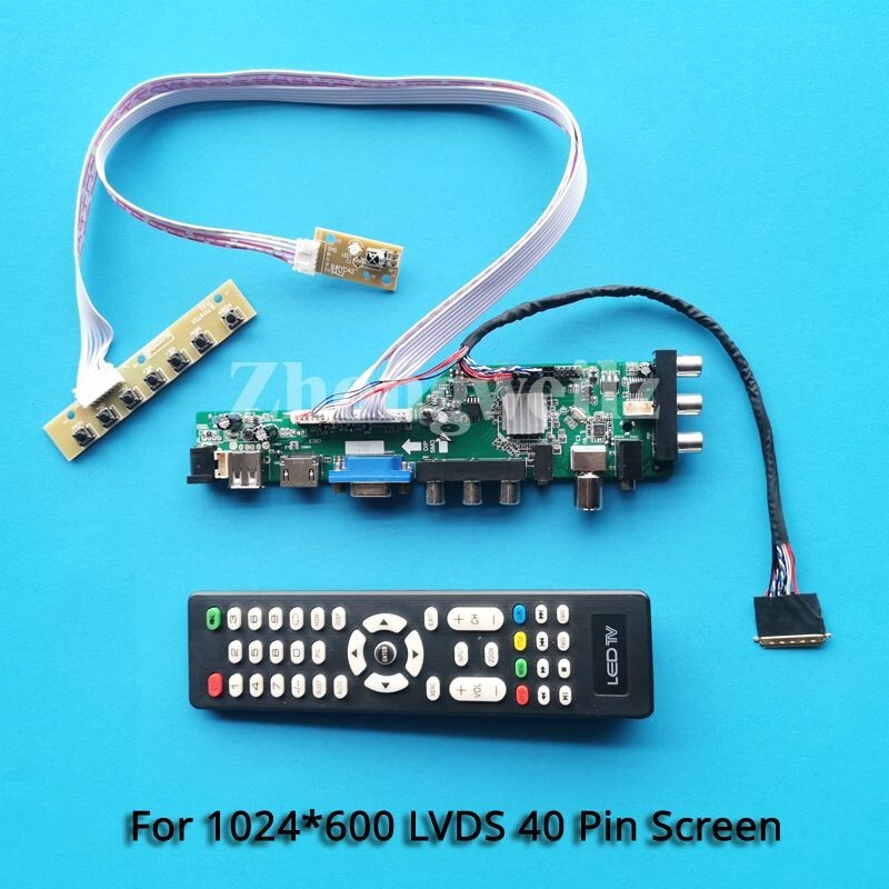 For B101AW06 V0/V1 1024×600 40Pin LVDS HDMI+AV+USB DVB-T2/C Driver Board DIY Kit