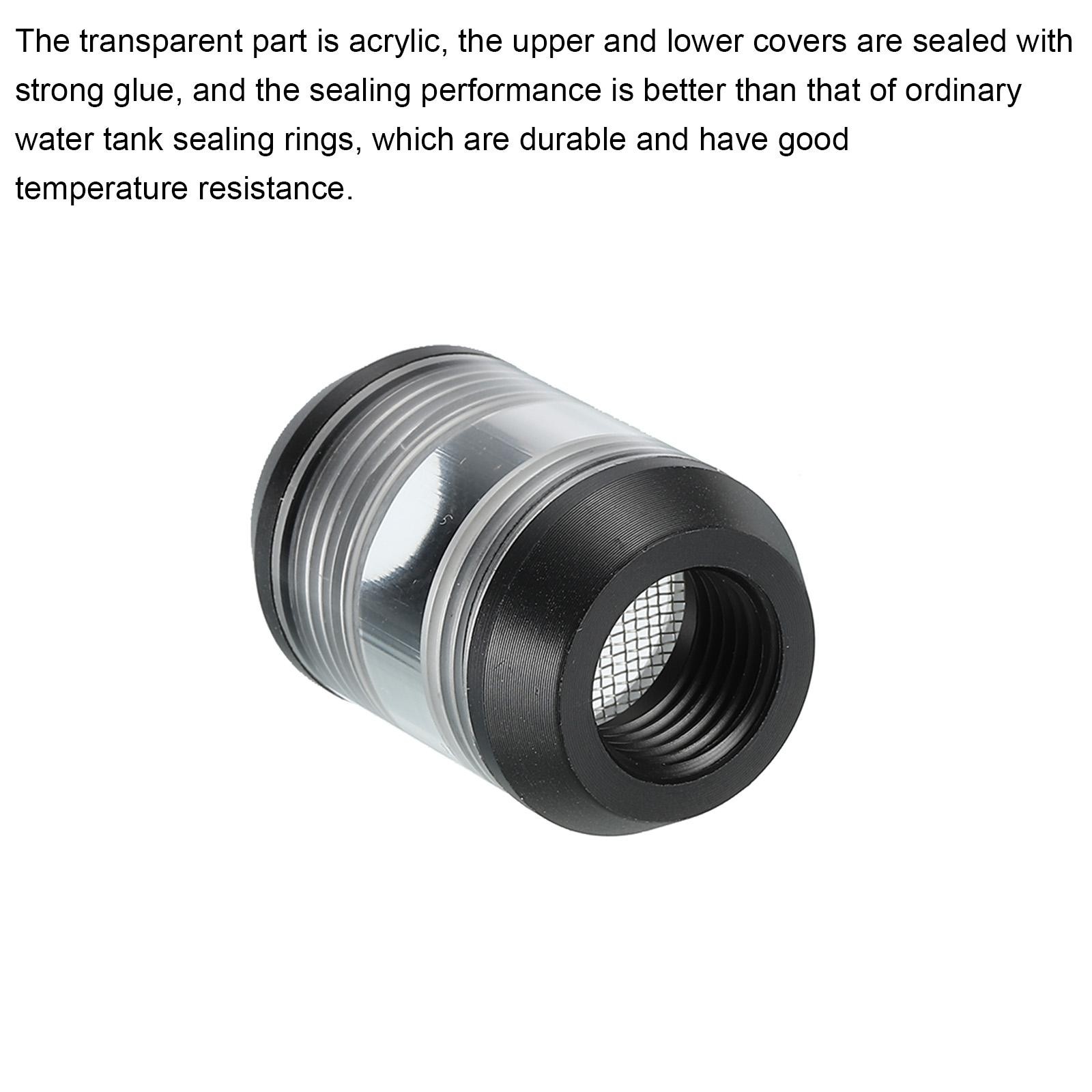 Cylindrical Water Cooling Filter, Fine Screen Funnel Shaped Filter Acrylic G1/4″