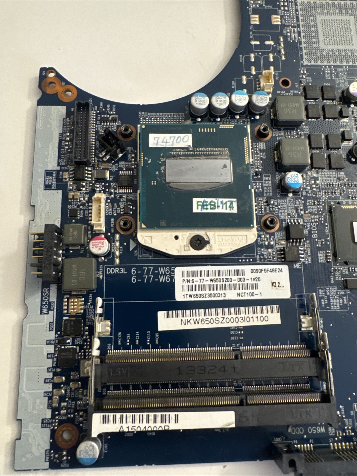 Sager Laptop Motherboard W650SZ Removed From A Working Unit!