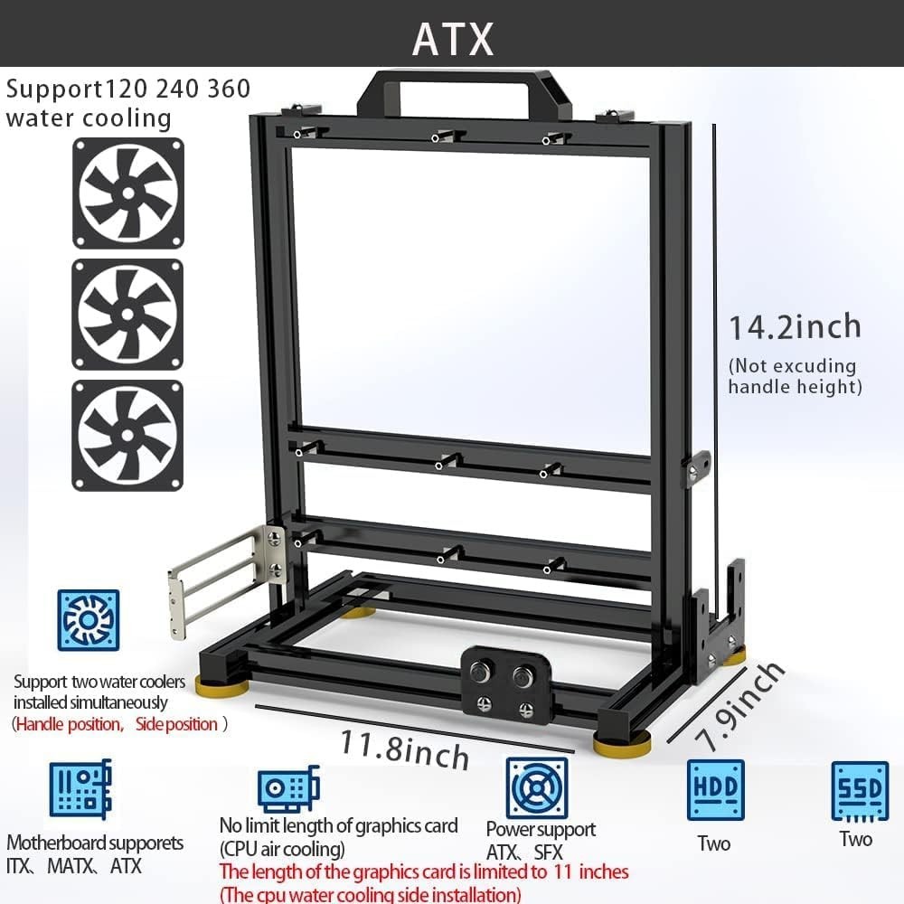 DIY Mini-Tower Computer Case with Versatile Motherboard Support & Aluminum Frame