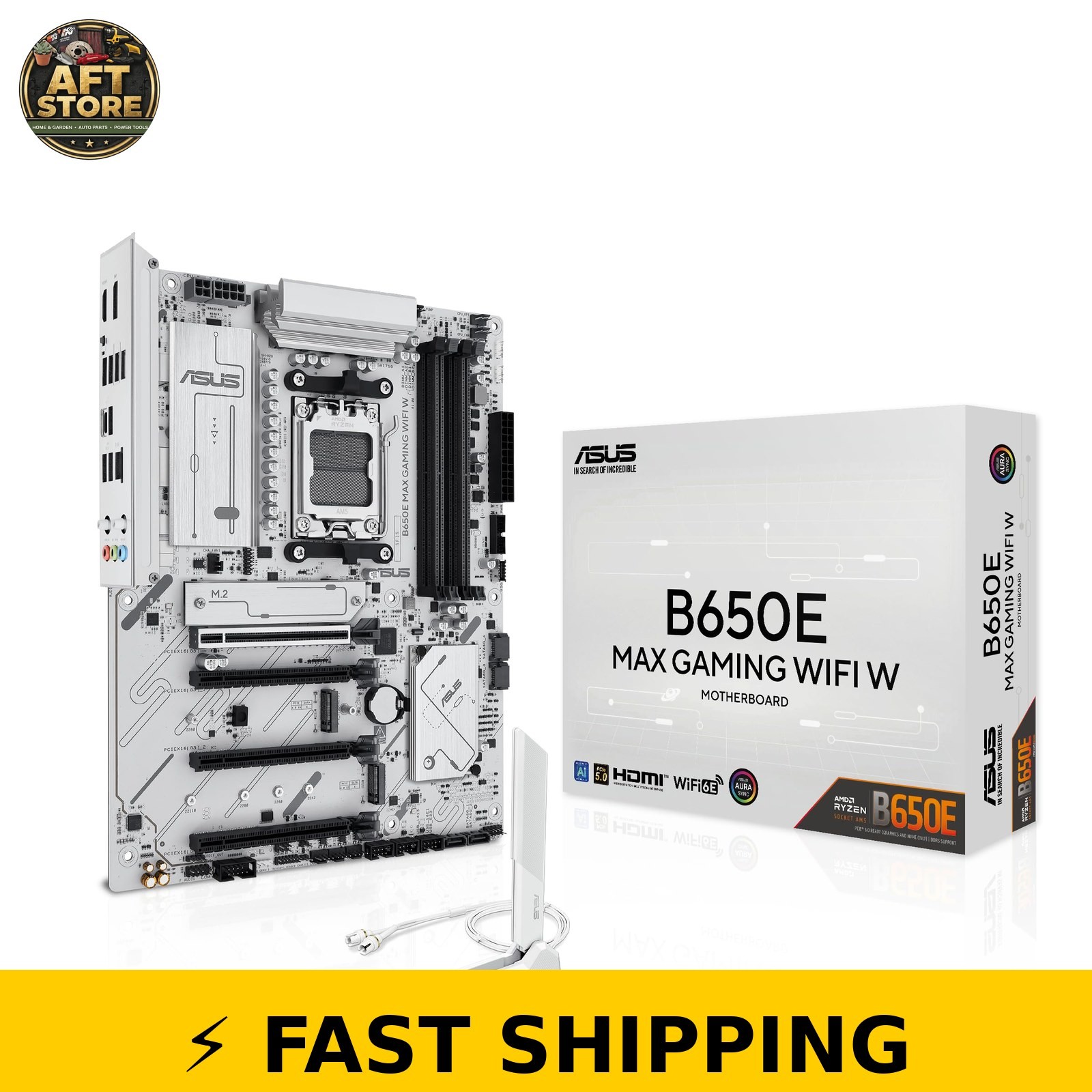 ASUS B650E MAX Gaming WiFi W Motherboard – DDR5, PCIe 5.0, White PCB