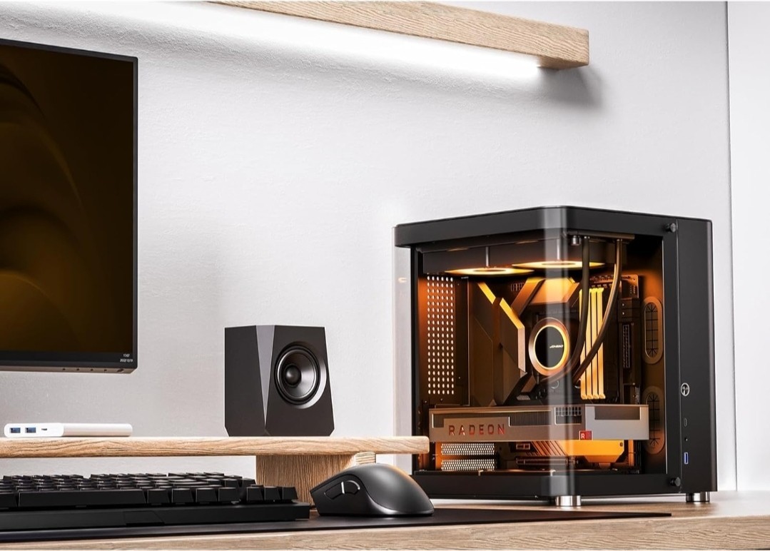 Jonsbo TK-1 M-ATX PC Case Dual Chamber Curved Tempered Glass Mini Tower Black