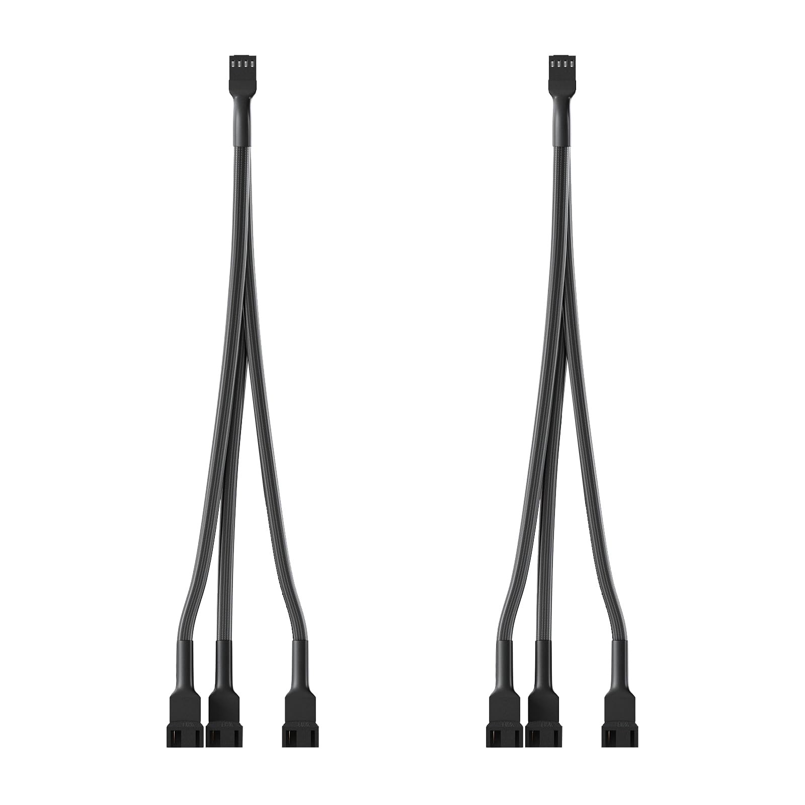 2 Pack 11″ 3 Way PWM Fan Splitter Cable 1 to 3 4 Pin PC Case Cooling Hub Black