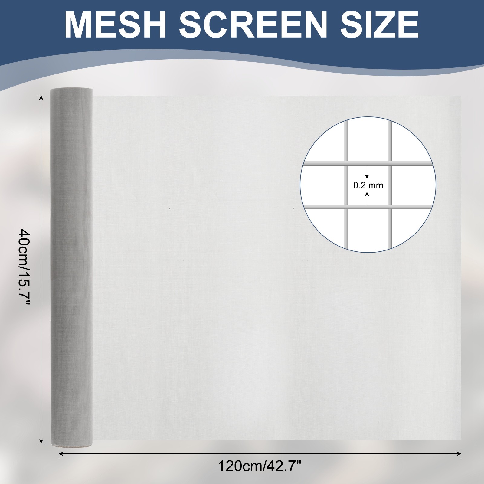 200 Mesh 15.7″x47.2″ 304 Stainless Steel Woven Wire Mesh Screen 0.13mm Hole