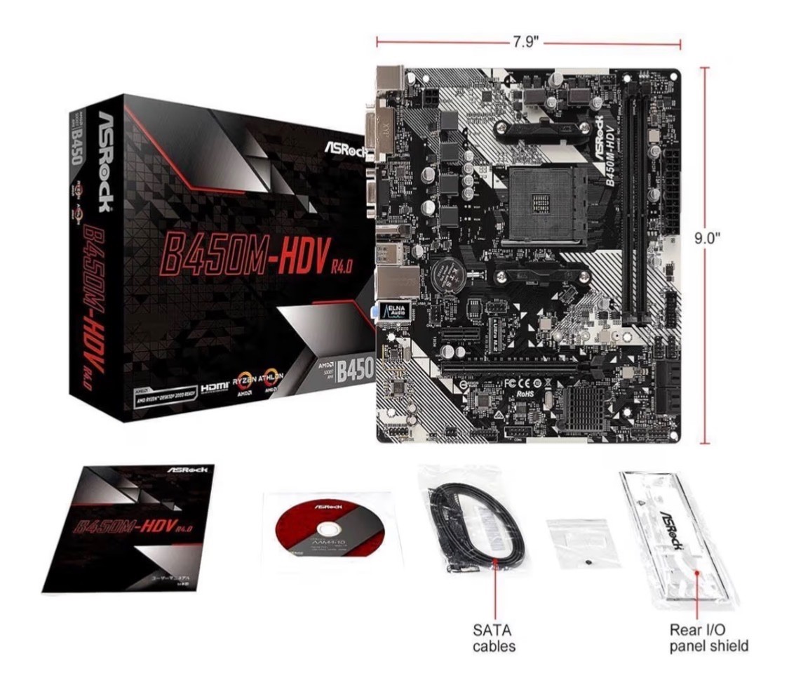 B450M-HDV R4.0 AMD B450 AM4 Socket Ryzen 2000 – 5000 Processors DDR4 3200 64G…