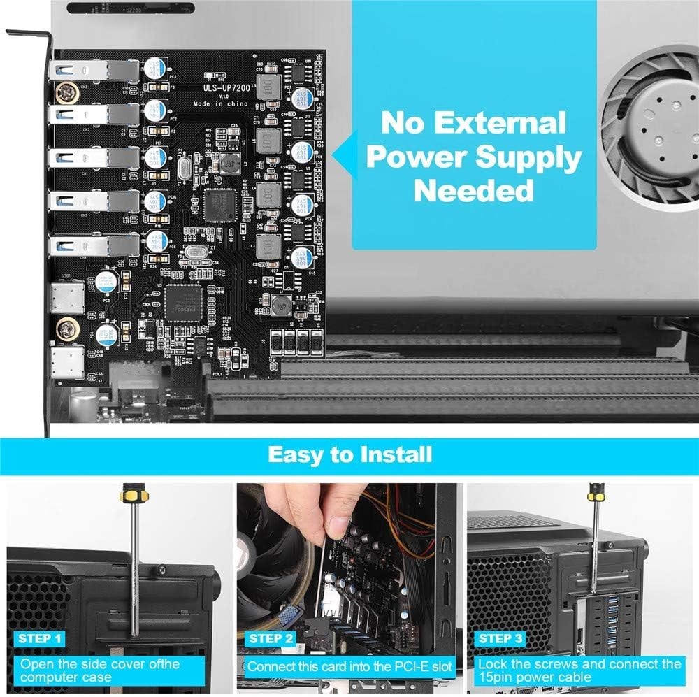 7-Port USB PCIe Expansion Card for Windows/MAC
