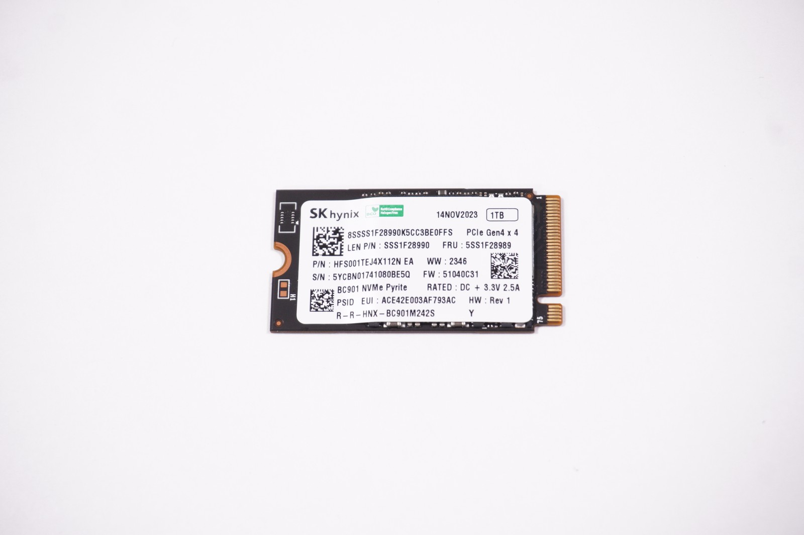 5SS1K57702 Lenovo 1TB NVMe PCIe Gen4x4 M.2 2242 SSD Drive