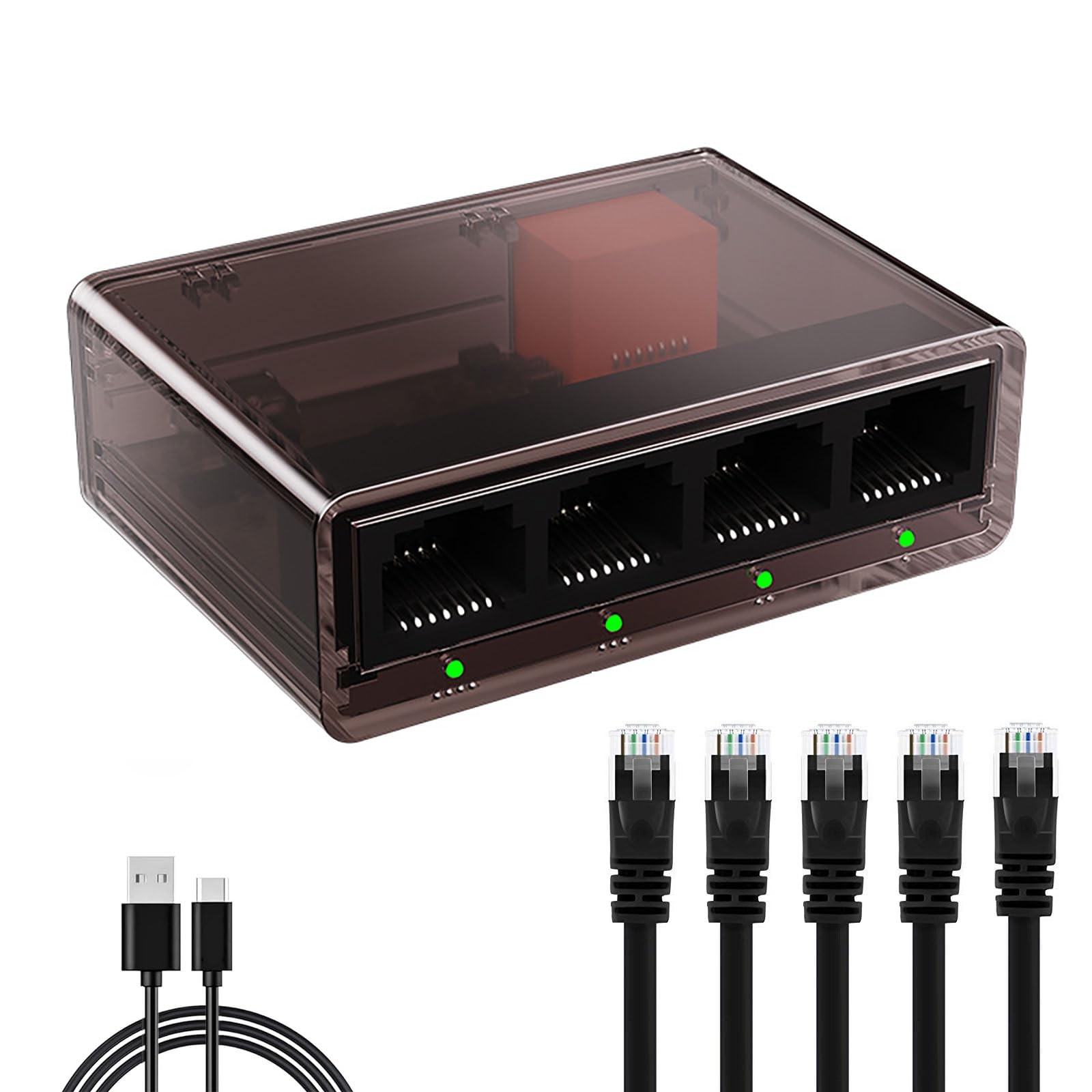 Gigabit Ethernet Splitter 1 to 4 with 5 Cat6 1M Ethernet Cables 1000Mbps High…
