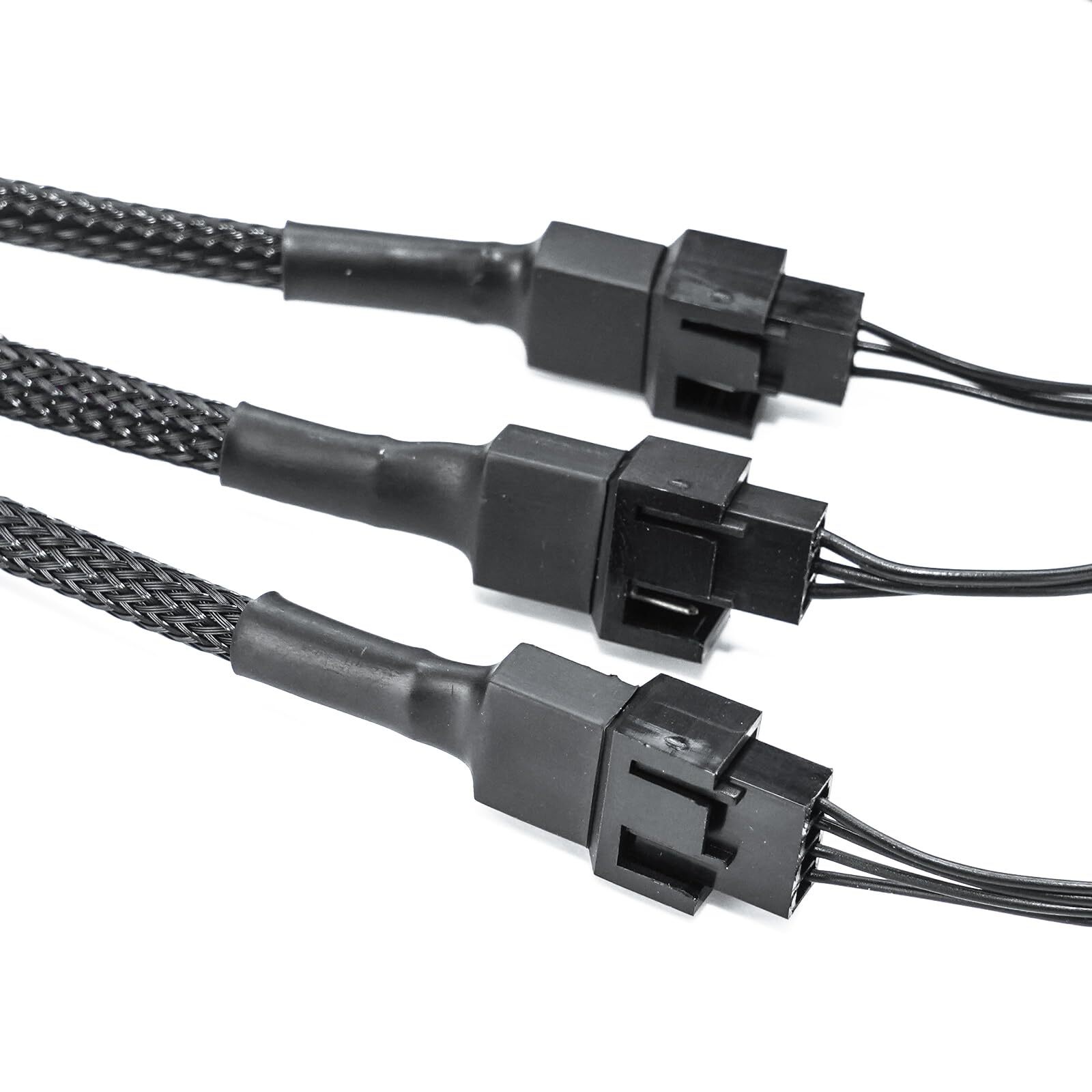 2 Pack Pc Fan Extension 1 To 3 Converter Cable 4 Pin Pwm Fan Splitter Black