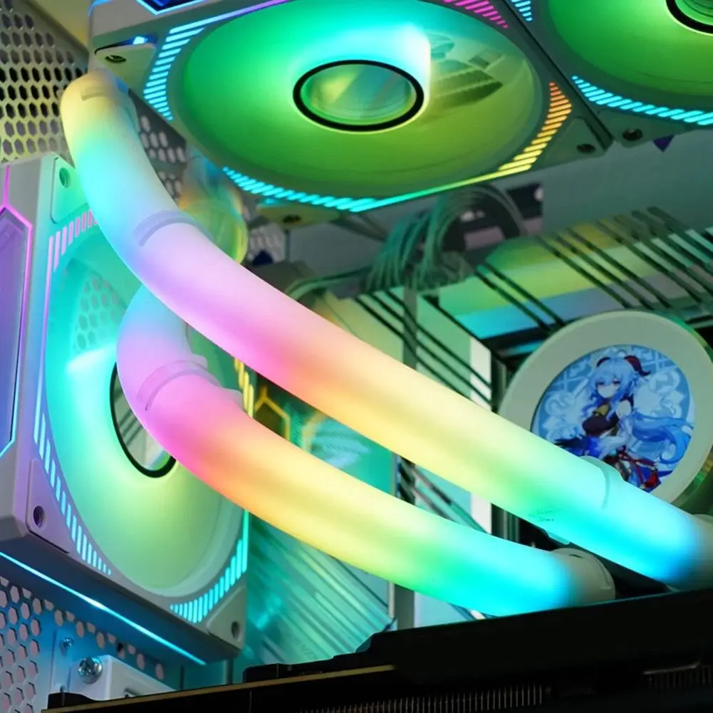 2 PCS 13In Black LED Tube Sleeve ARGB CPU Liquid Cooler Motherboard Lighting