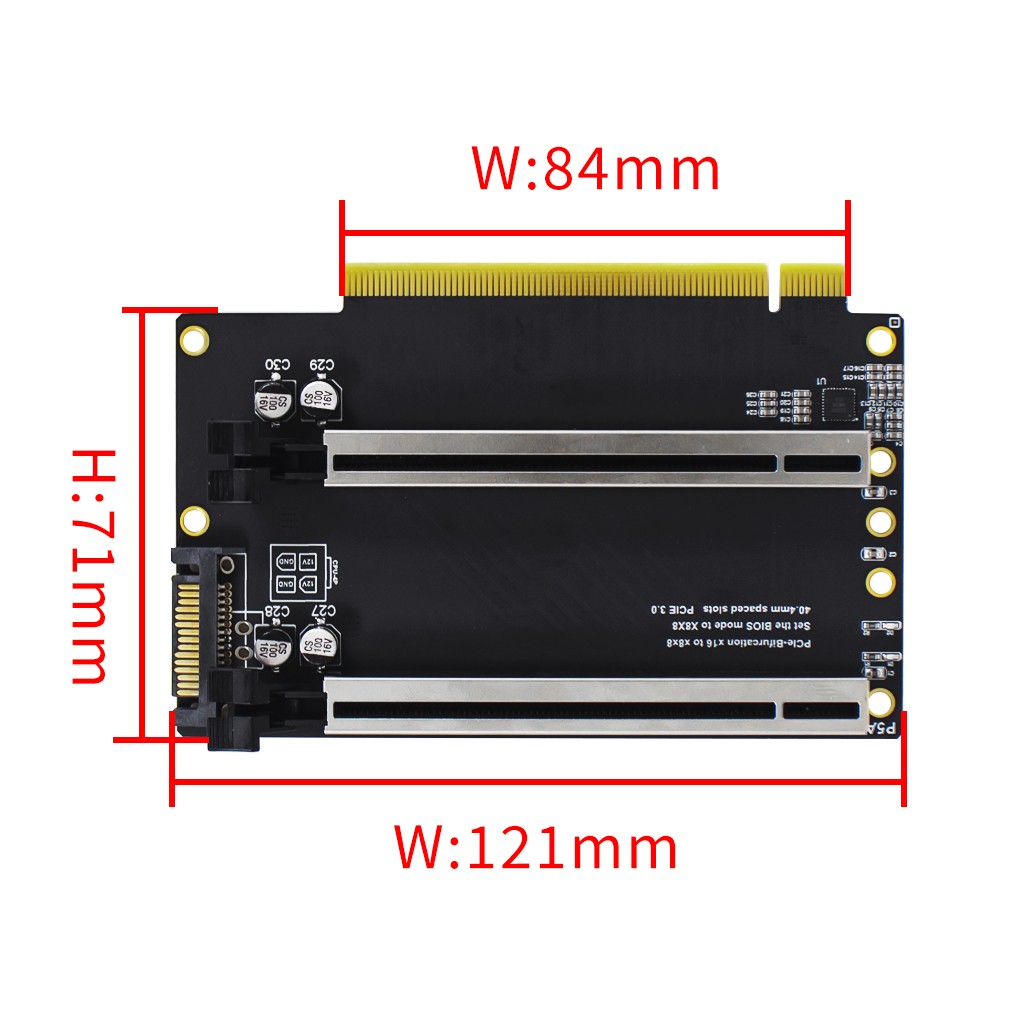 PCIe4.0 x16 1-to-2 expansion/gen3GEN4/ X8X8 with clock split IC