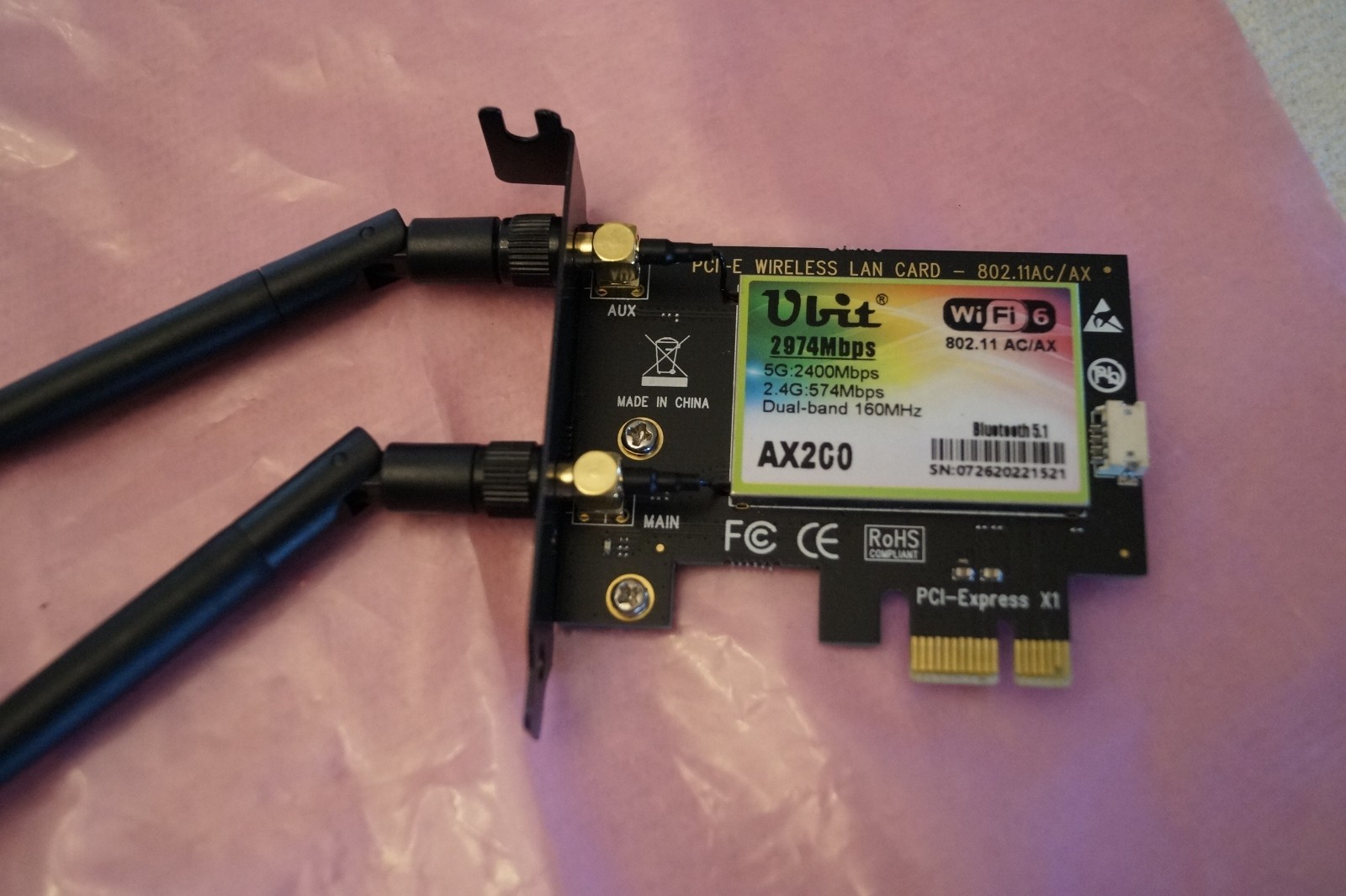Ubit AX200 WiFi 6 PCIe Card 3000 Mbps Dual Band with Bluetooth 5.1