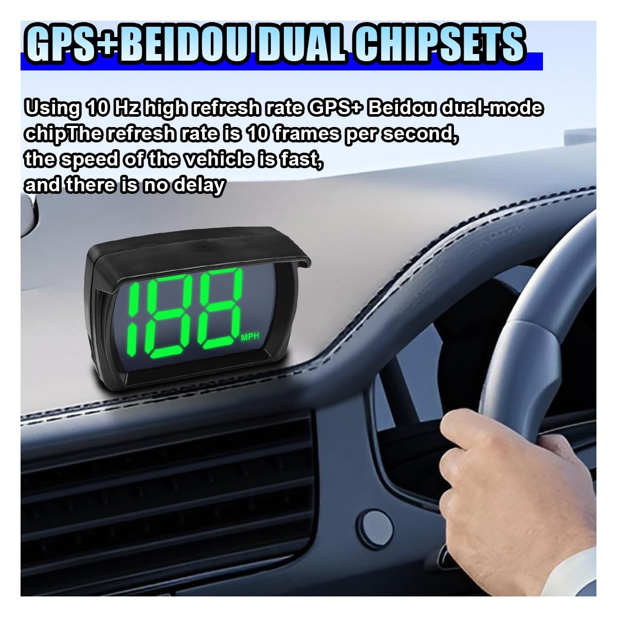 Car HUD GPS Digital Speedometer, MPH Speed Meter with LED Large Font Head Up Dis