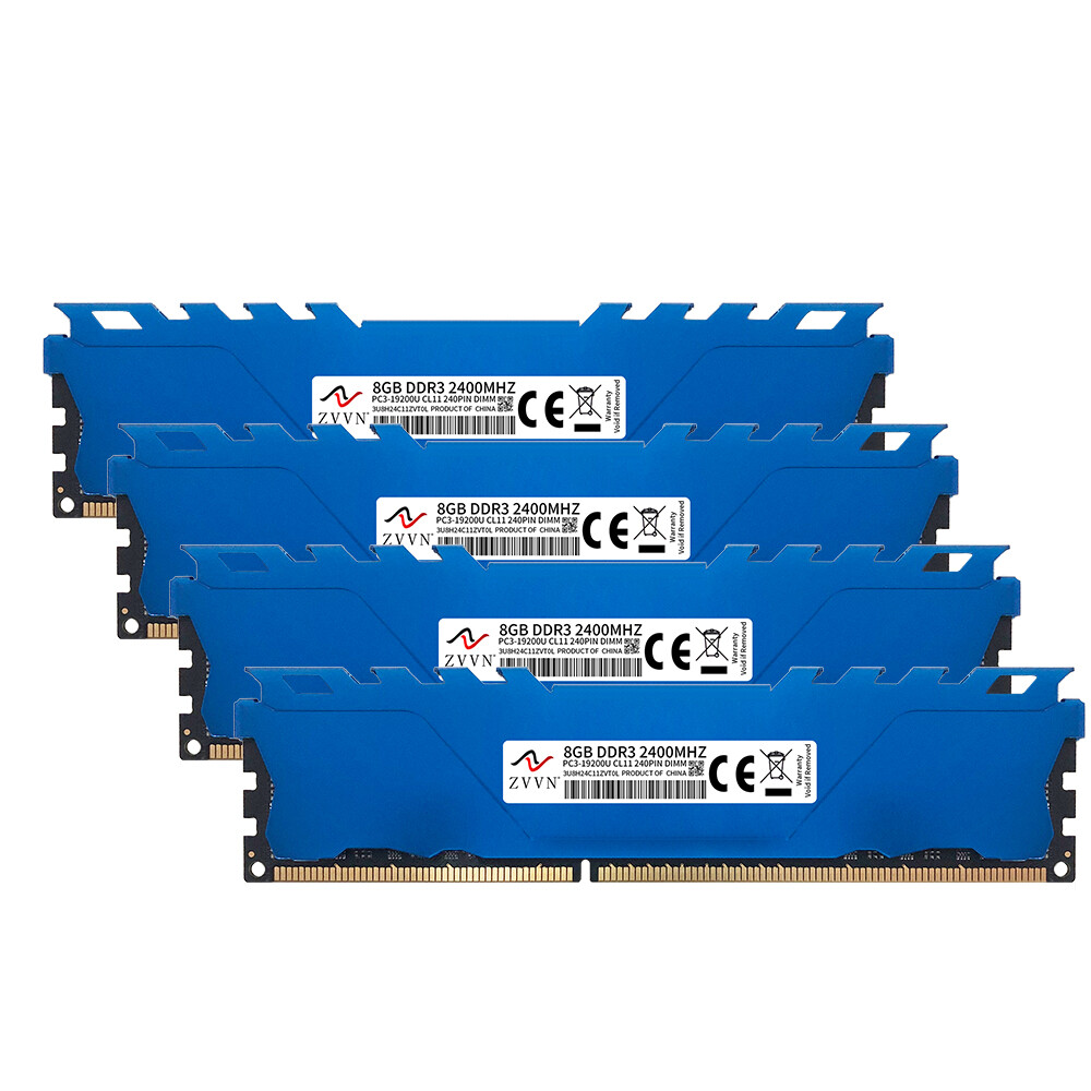 32GB 16GB 8GB DDR3 2400MHz OC PC3-19200 CL11 Overclocking Desktop PC Memory Blue