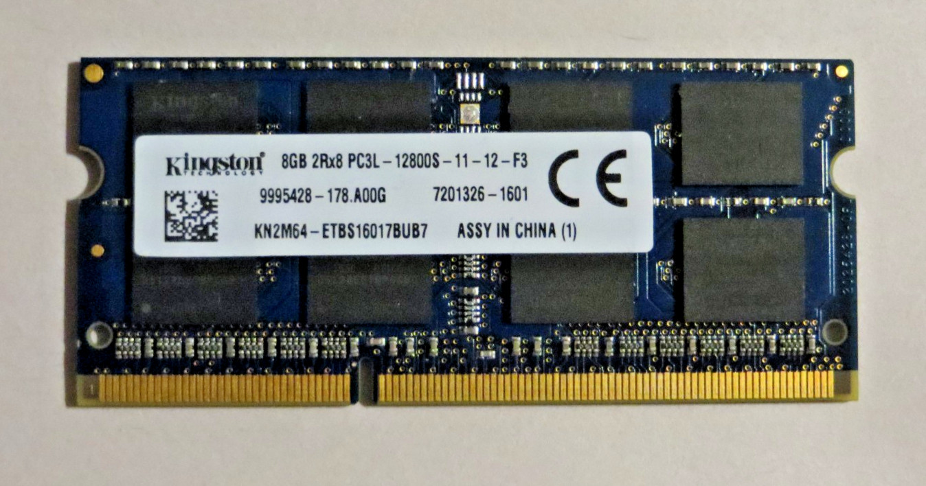 Kingston 8GB DDR3L 1600MHz Laptop RAM KN2M64-ETB PC3L-12800S SODIMM Memory Stick