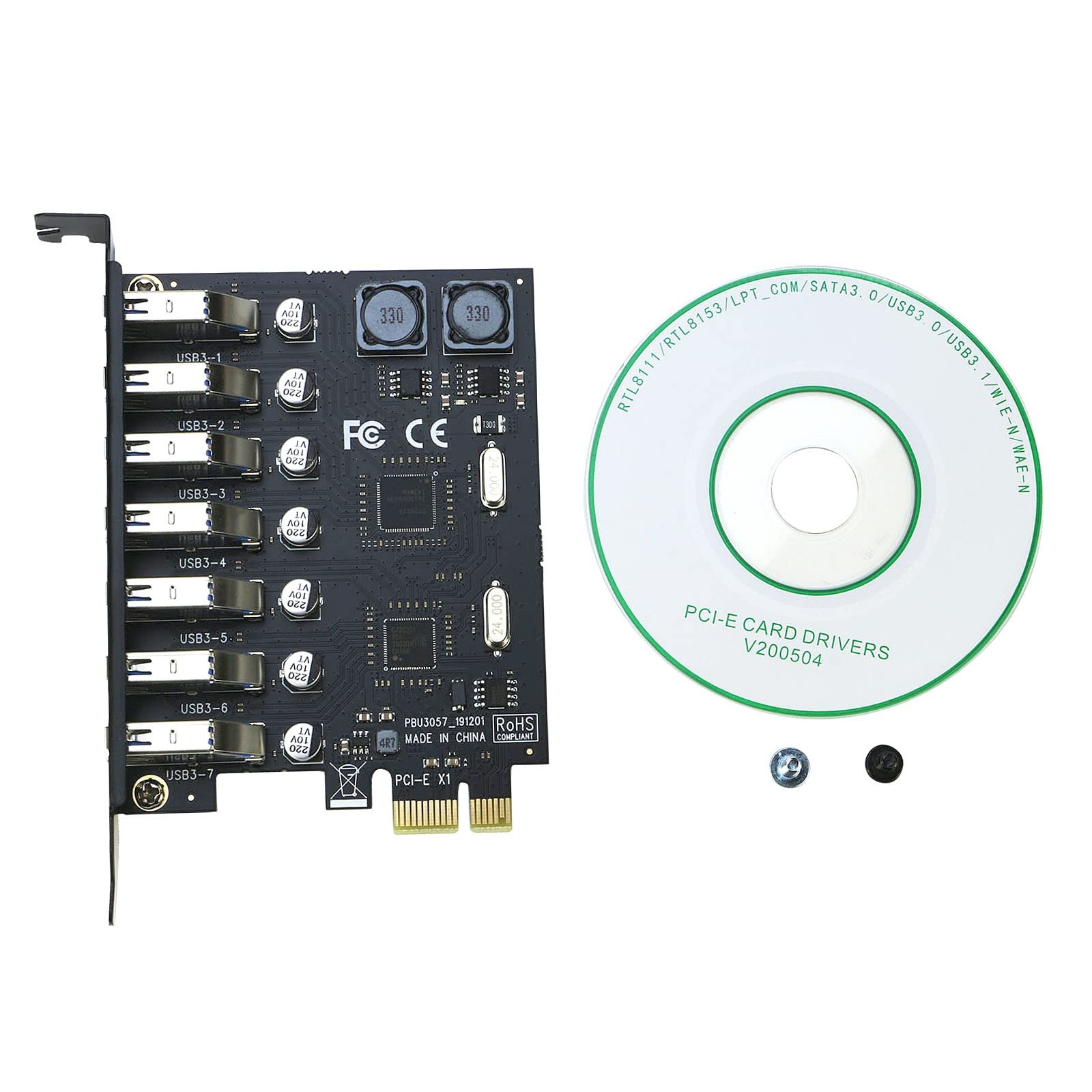 USB 3.0 PCI-e Expansion Card 7Port RIITOP PCI-e x1 to USB 3.0 HUB Adapter 5Gbps