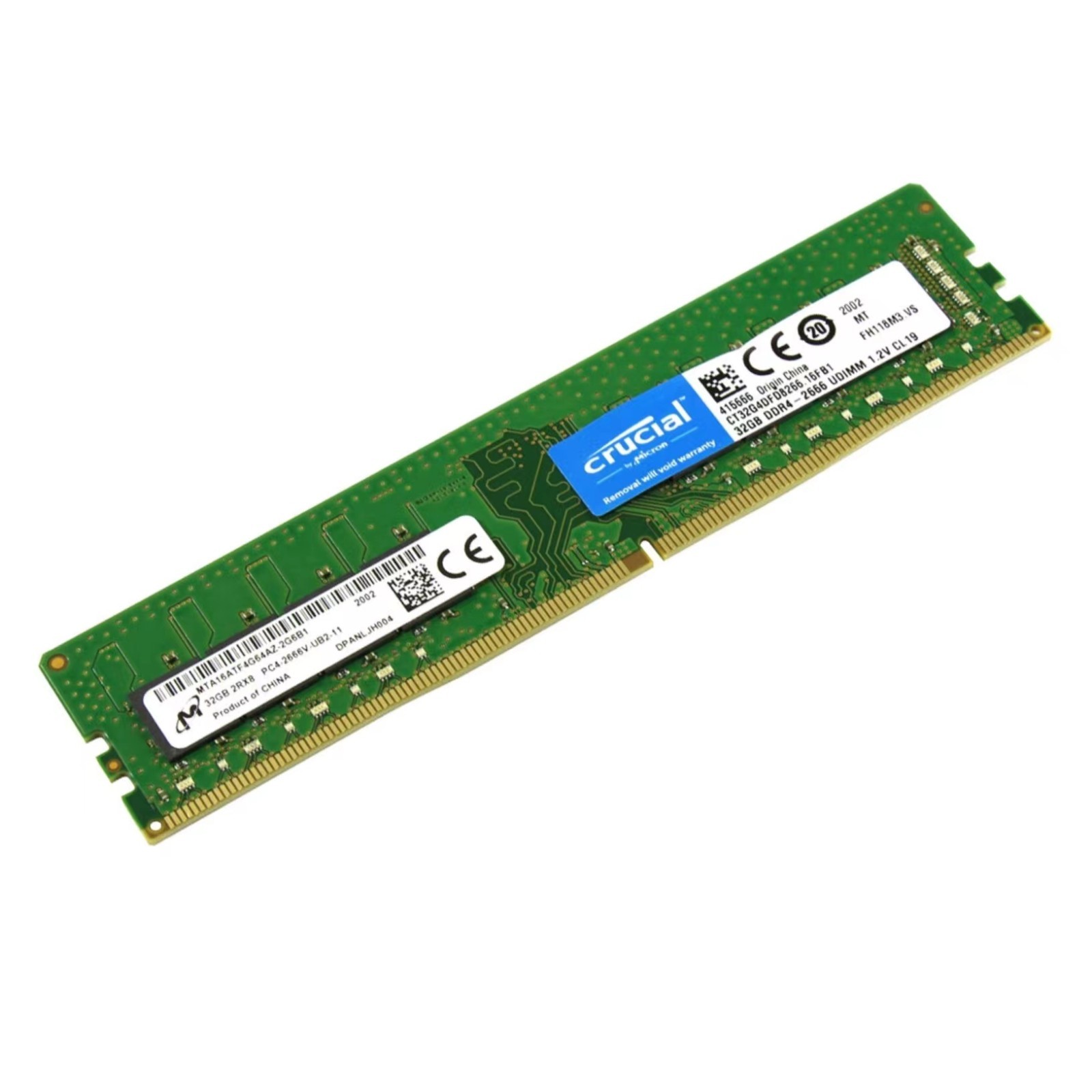 Crucial 64GB 2X32GB DDR4 2666MHz PC4-21300 CL19 Non-ECC UDIMM Desktop Memory Ram