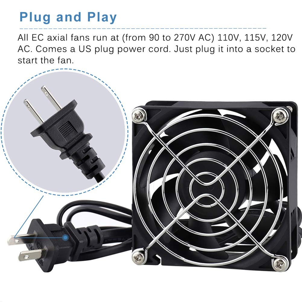 80mm EC Axial Fan AC 110V 120V 220V Brushless Cooling 80mm x 25mm