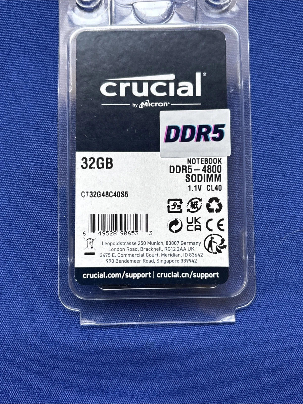Crucial 32GB DDR5-4800 SO-DIMM Laptop Memory Modules (1x32GB) RAM – Brand New