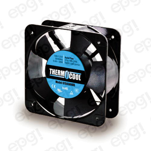FAN AXIAL THERMOCOOL (150X150X50mm) 176/198 CFM SLEEVE 110V 60Hz #G15050HAS