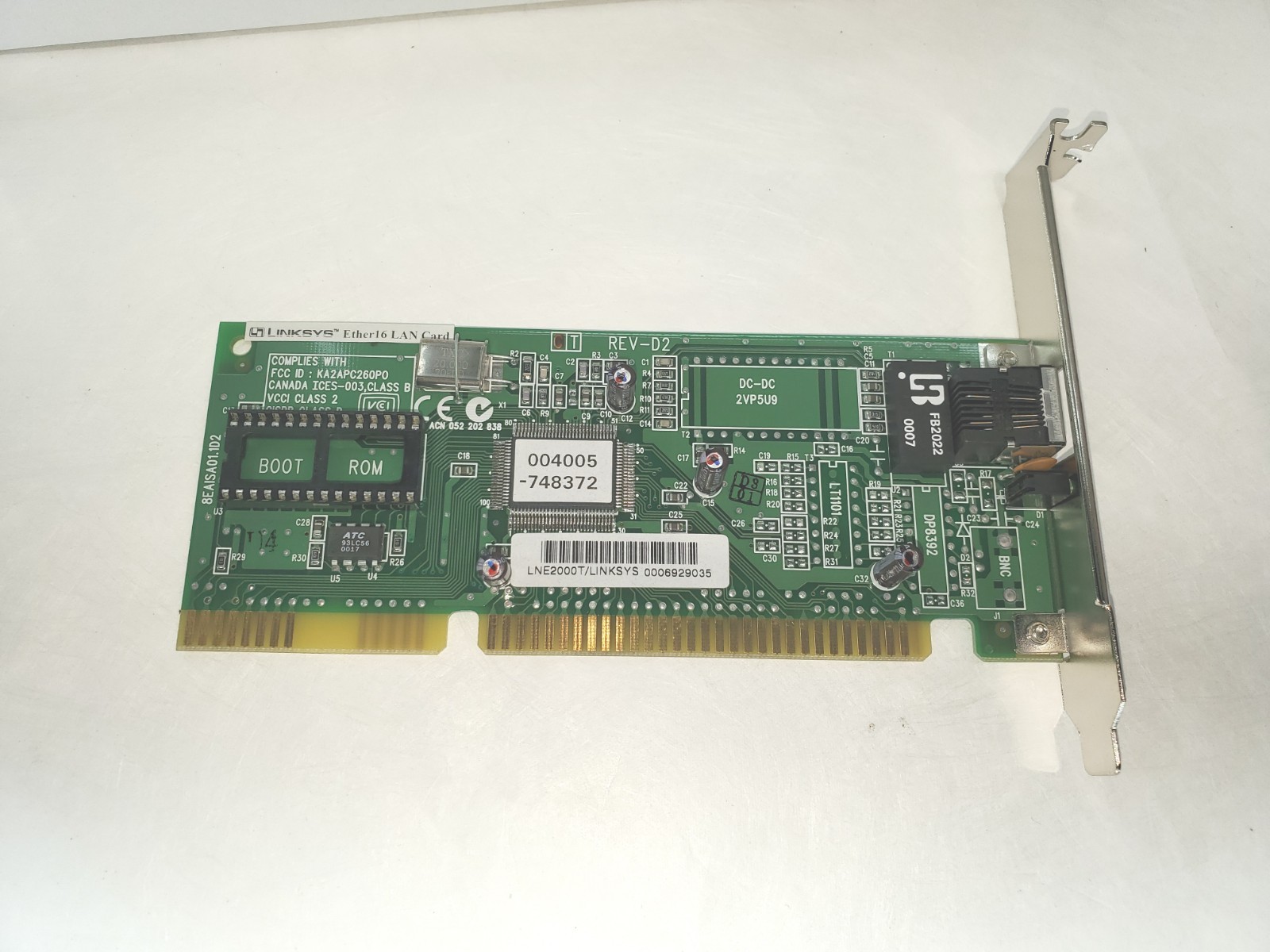 Linksys ISA NE2000 LNE2000T ETHER16 ethernet lan card NEW FACTORY BOX 10BT RJ45