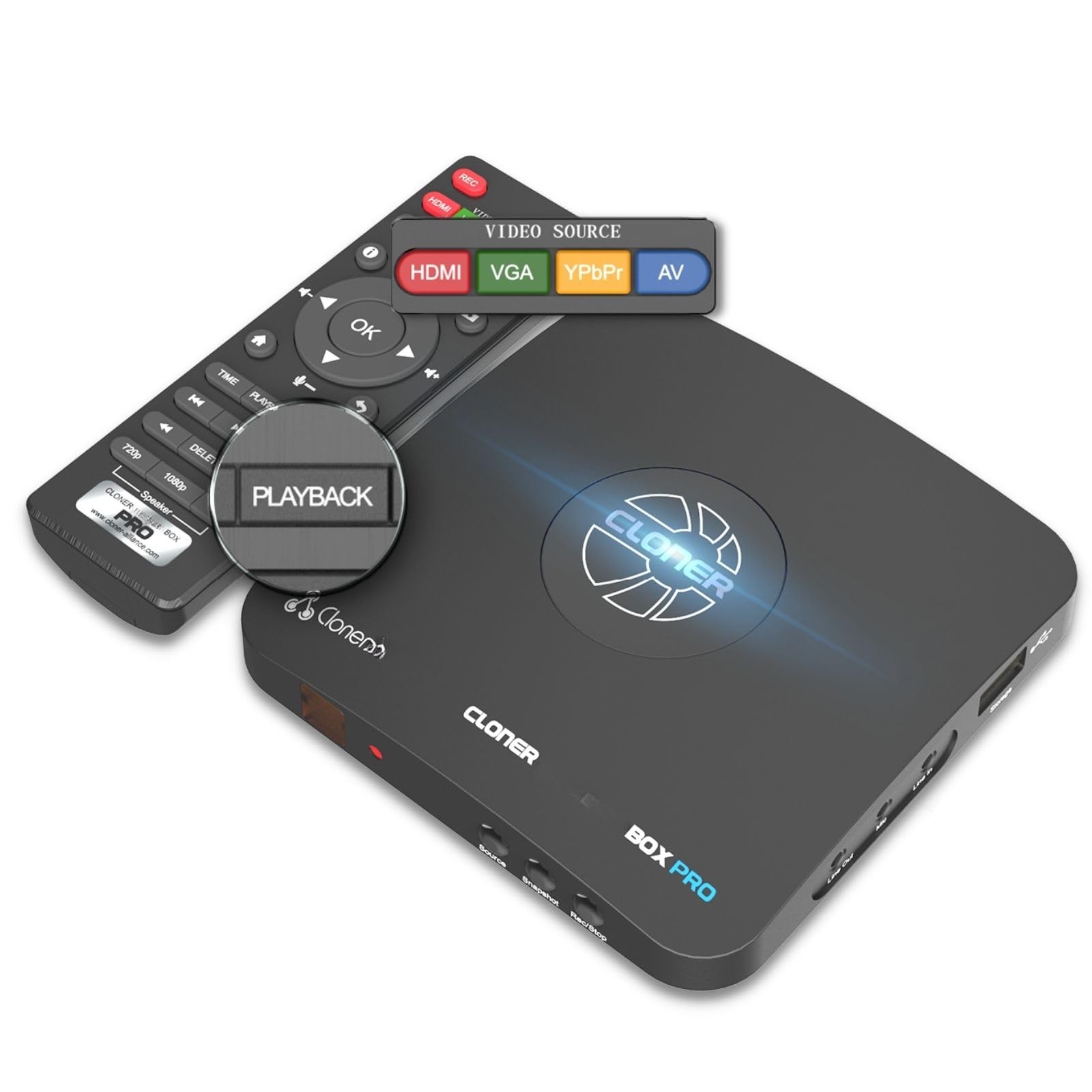 ClonerAlliance Box Pro, 1080p@60fps Video Recorder, DVR with HDMI Black