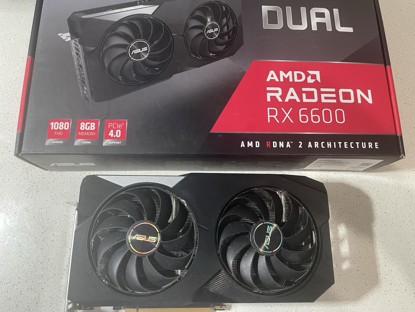ASUS Dual Radeon RX 6600 8GB GDDR6, With Original Box, Stress Tested