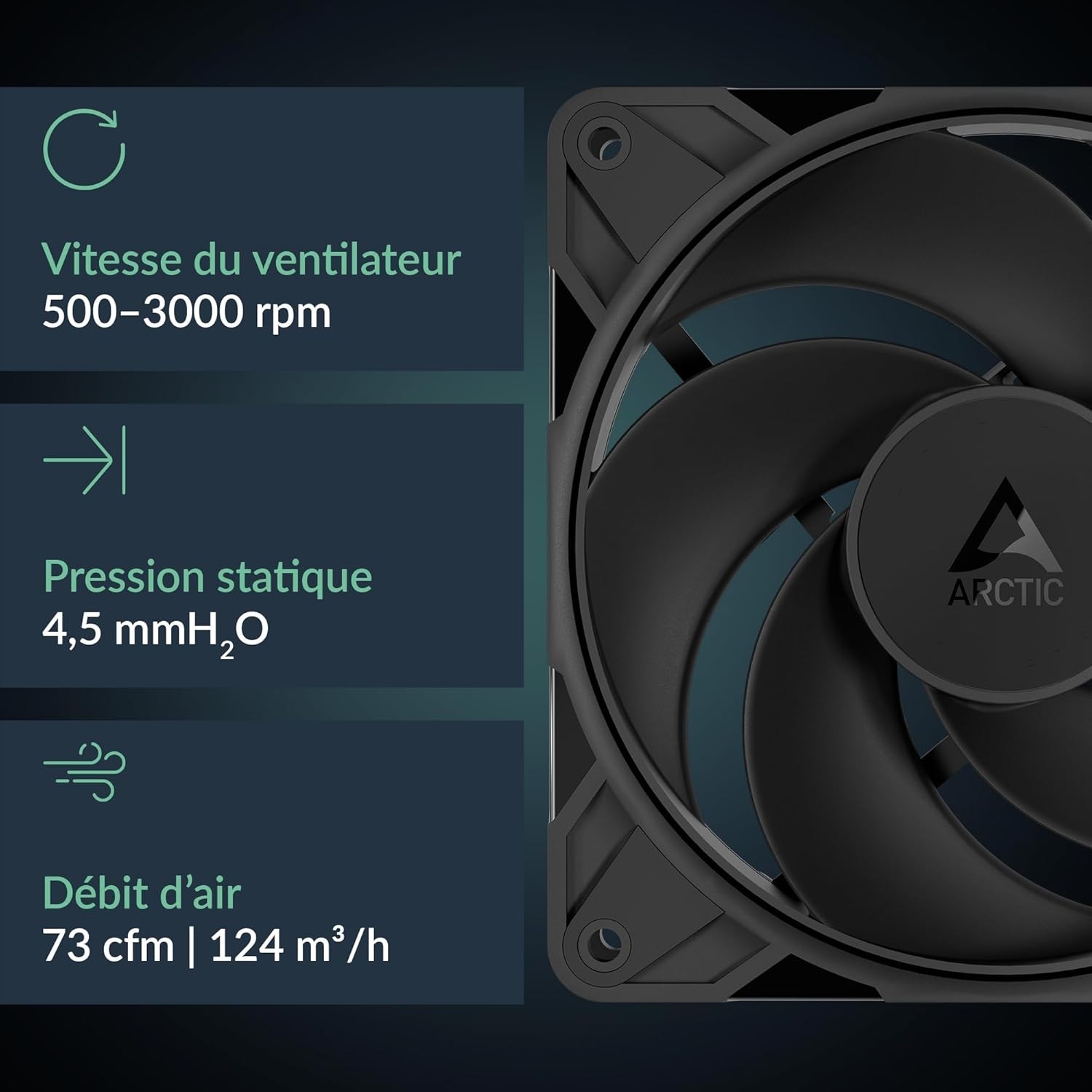 ARCTIC P12 Pro Reverse 120mm PWM Case Fan 3 Pack 3000 RPM FDB Black