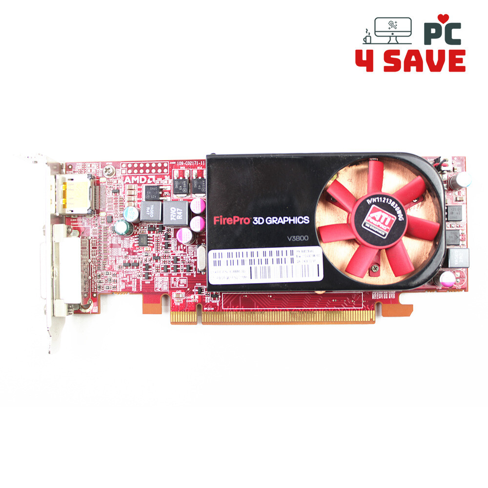 HP AMD FirePro 3D V3800 512MB GDDR3 Low Profile DP DVI 608528-002 608886-001