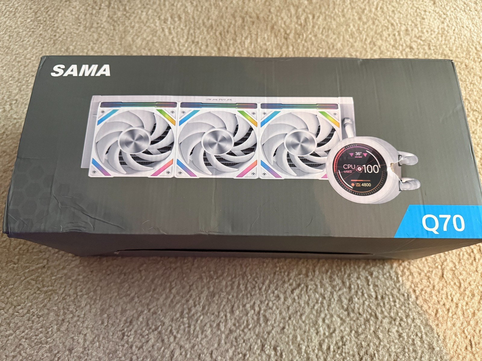 SAMA SM360mm (14.7″ LG) Q70 White Liquid Cooler LCD Display Screen with 3x120mm