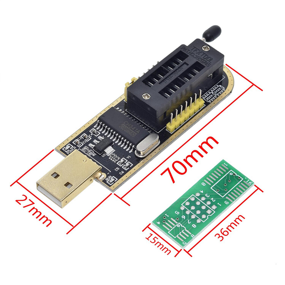 1 x CH341A USB Programmer With SOP8 Test Clip For EEPROM 93CXX / 25CXX / 24CXX
