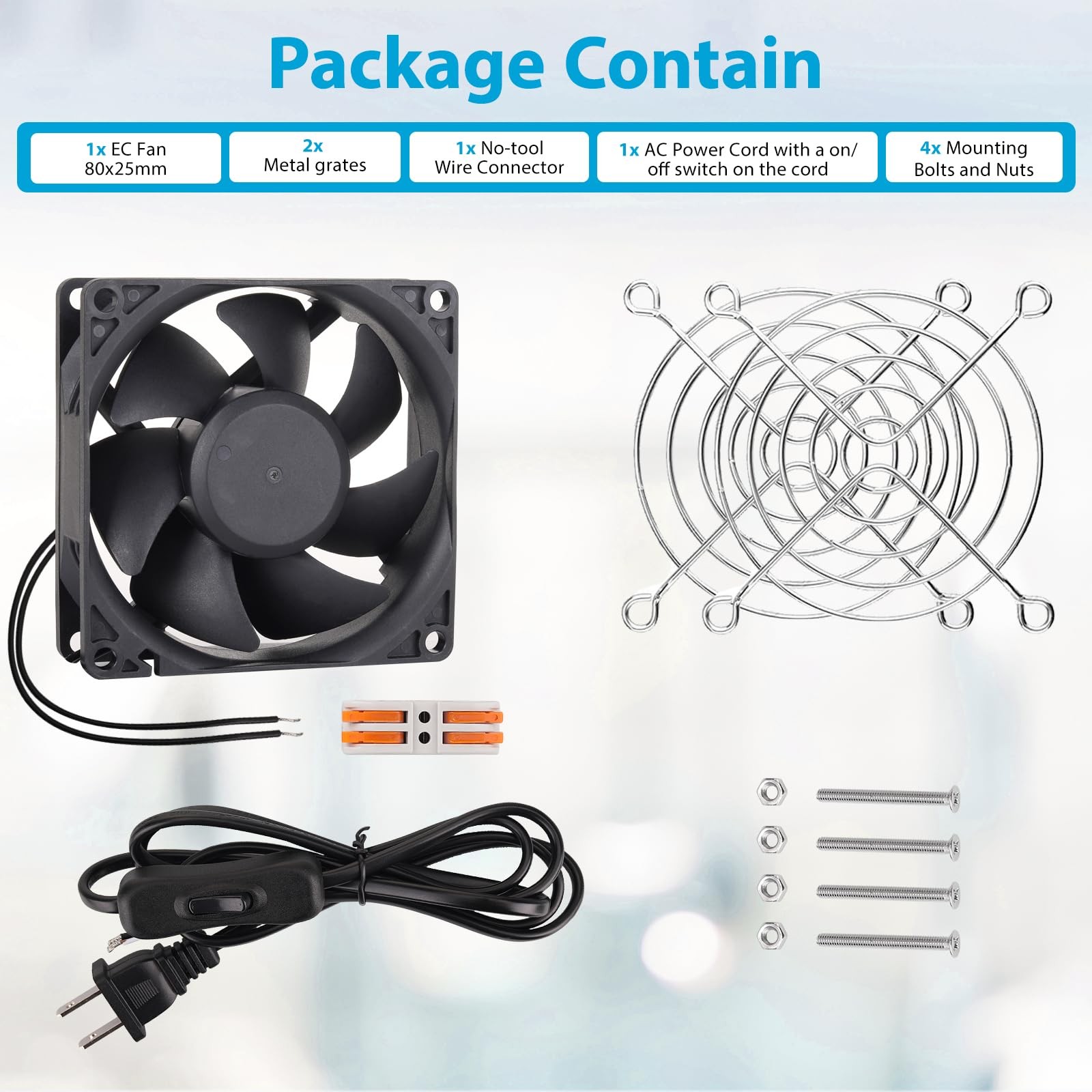 Muffin Fan 110V 120V 220V 3 Inch Fan with AC Plug Electronic Cooling Fan 80Mm X