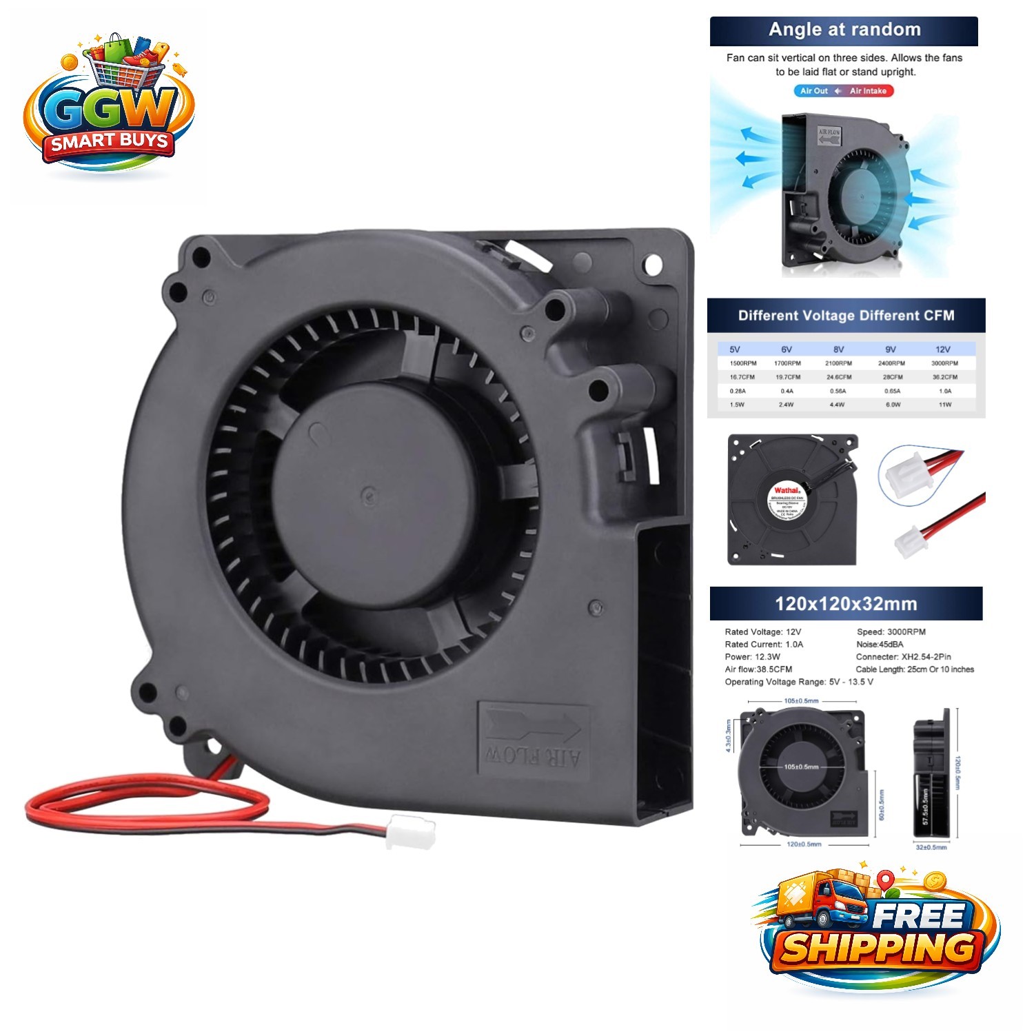 High-Performance 12V Blower Fan for Radiators & Gaming Consoles – 3000 RPM