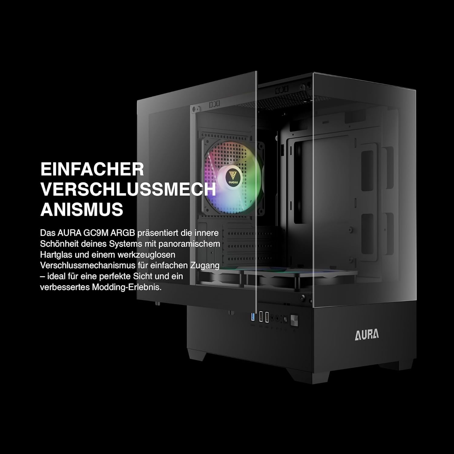 Micro-Atx Tower Computer Case with Tempered Glass, Gaming M-ATX PC Case with 3X