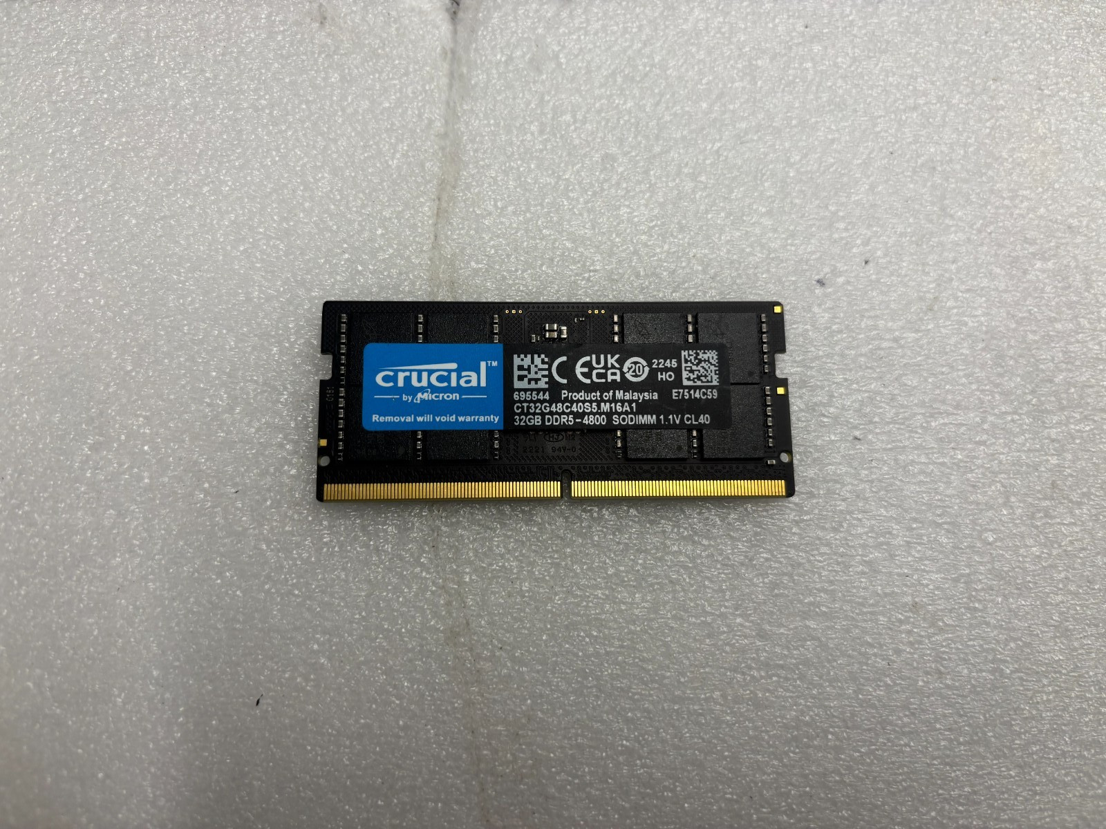 Crucial 32GB DDR5 4800 MHz PC5-38400 2Rx8 SODIMM Laptop Memory RAM CT32G48C40S5