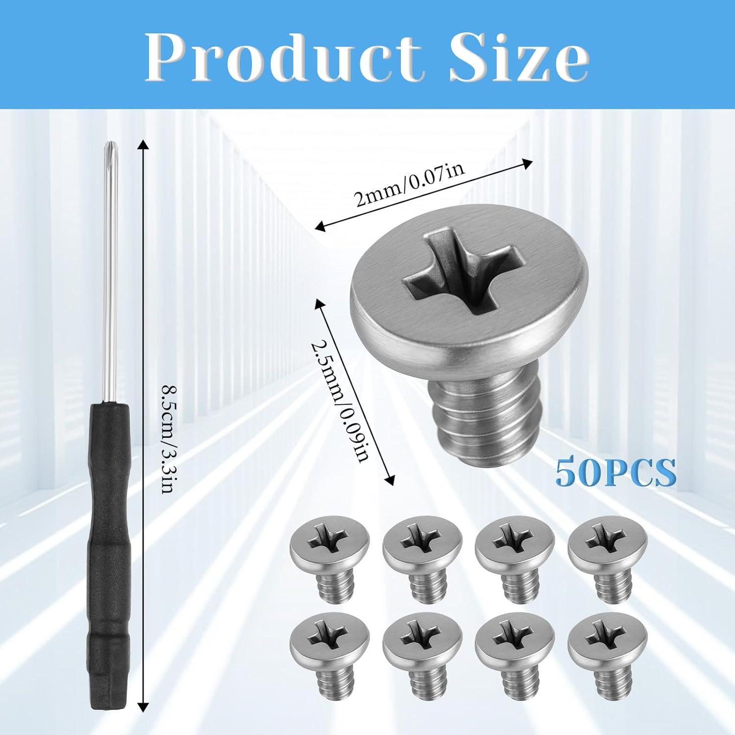 50Pcs M.2 SSD Mounting Screws Kit M2 x 3mm NVMe PCIe Screwdriver