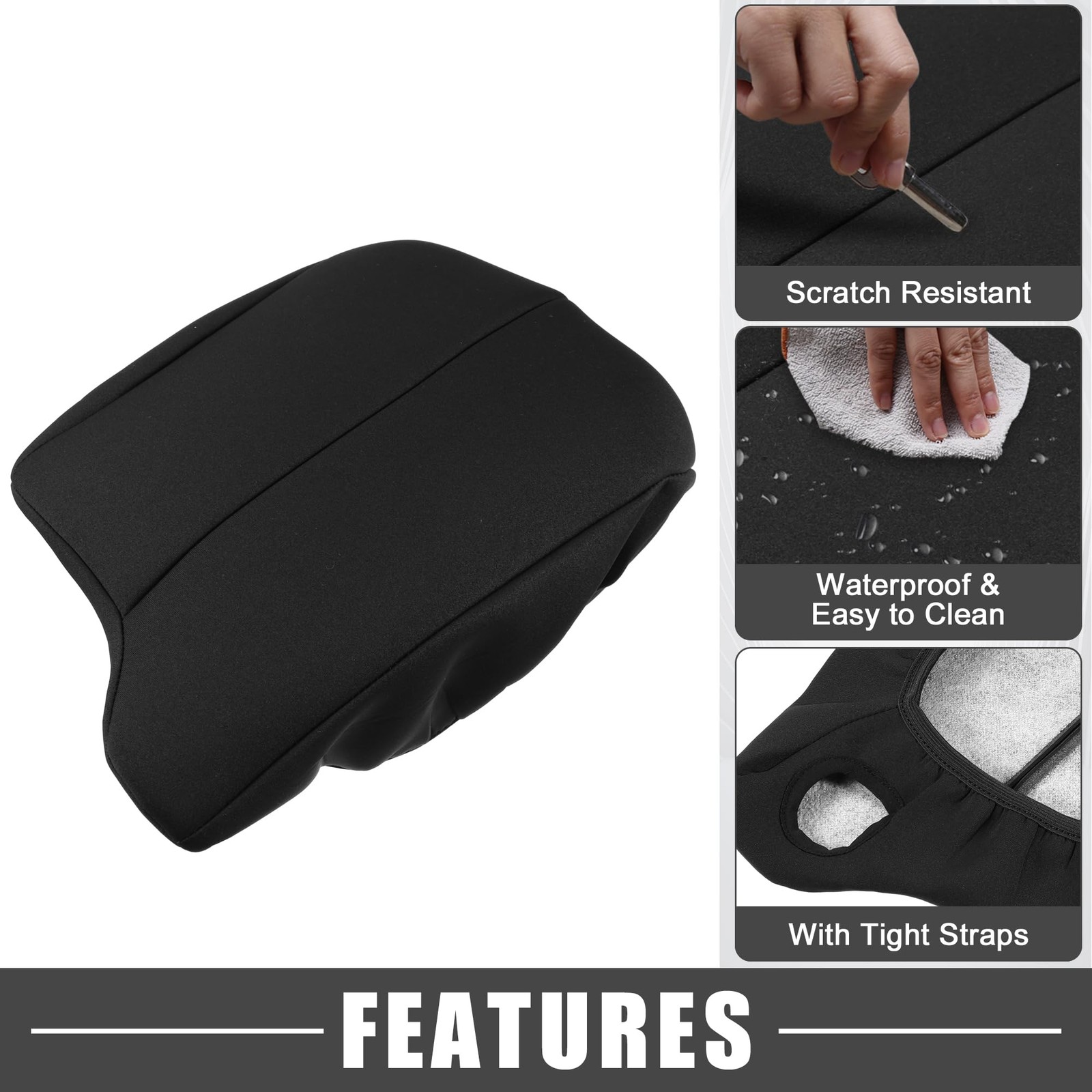 A ABSOPRO Car Center Console Seat Armrest Cover Interior 13.39″x8.07″, Black
