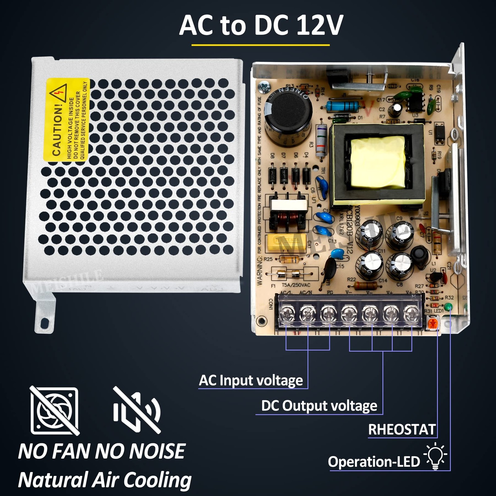 12V 10A 120W DC Switching Power Supply, 110V AC, Transformer, LED Strip, CCTV
