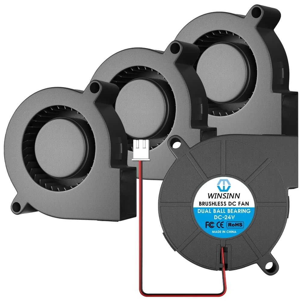 50mm 5015 Blower Fan 12V, 3D Printer 24 Volt Fans Blower Turbine Turbo Dual B…