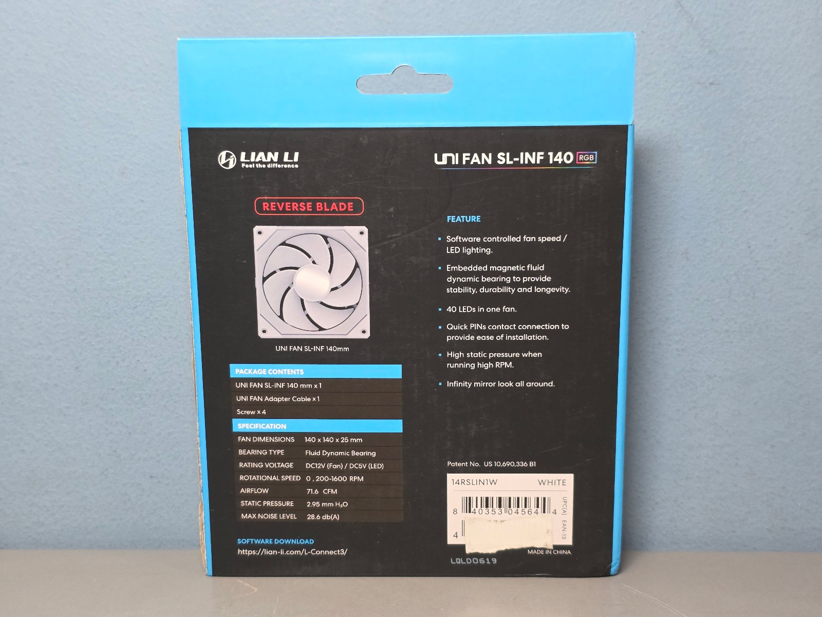 Lian Li Reverse Blade UNI 140mm Case Fan Daisy-Chain ARGB in White New & Sealed