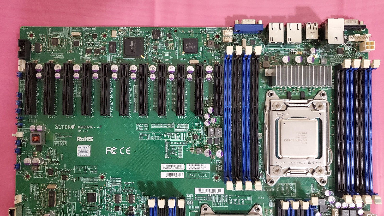 Supermicro X9DRX+-F Motherboard Two E5-2620v2 2.1GHz 6Core CPU’s