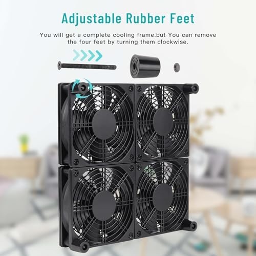 4x 120mm Computer Cooling Fan with AC Plug Variable Speed Controller for DIY