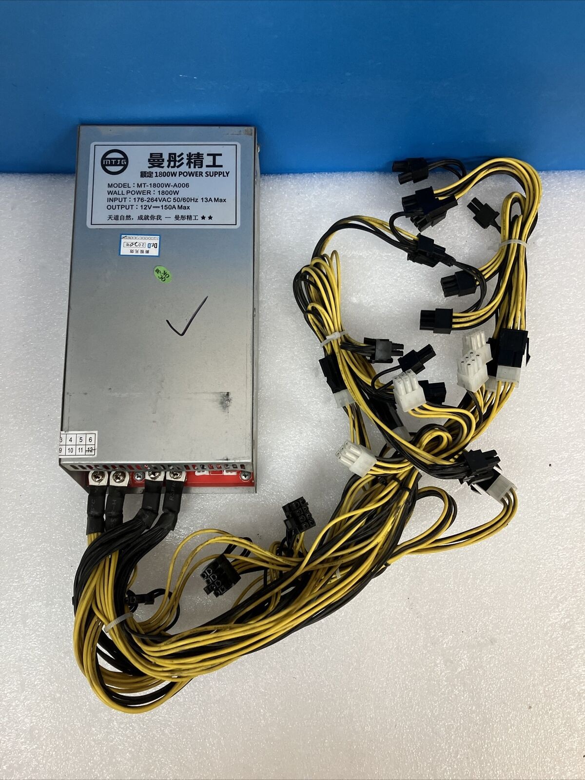 MTJG MT-1800W-A006 12V-150A 1800W 12x (6+2) Pin & 4x 6-Pin Output Power Supply ~
