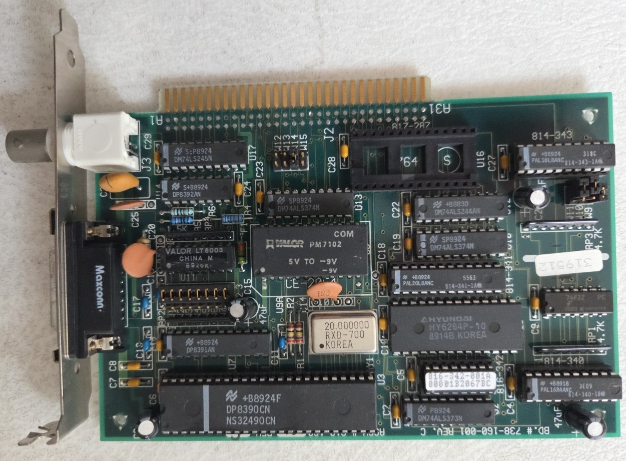 WORKING NOVELL 738-160-001 ISA ETHERNET CIRCUIT BOARD ADAPTER ASSY 810-160-001