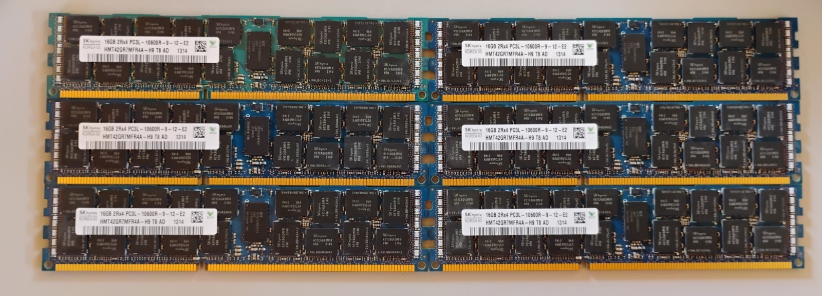 Lot Of 6 SK hynix 16GB RAM 2Rx4 PC3L-10600R-9-12-E2 HMT42GR7MFR4A-H9 T3 AF