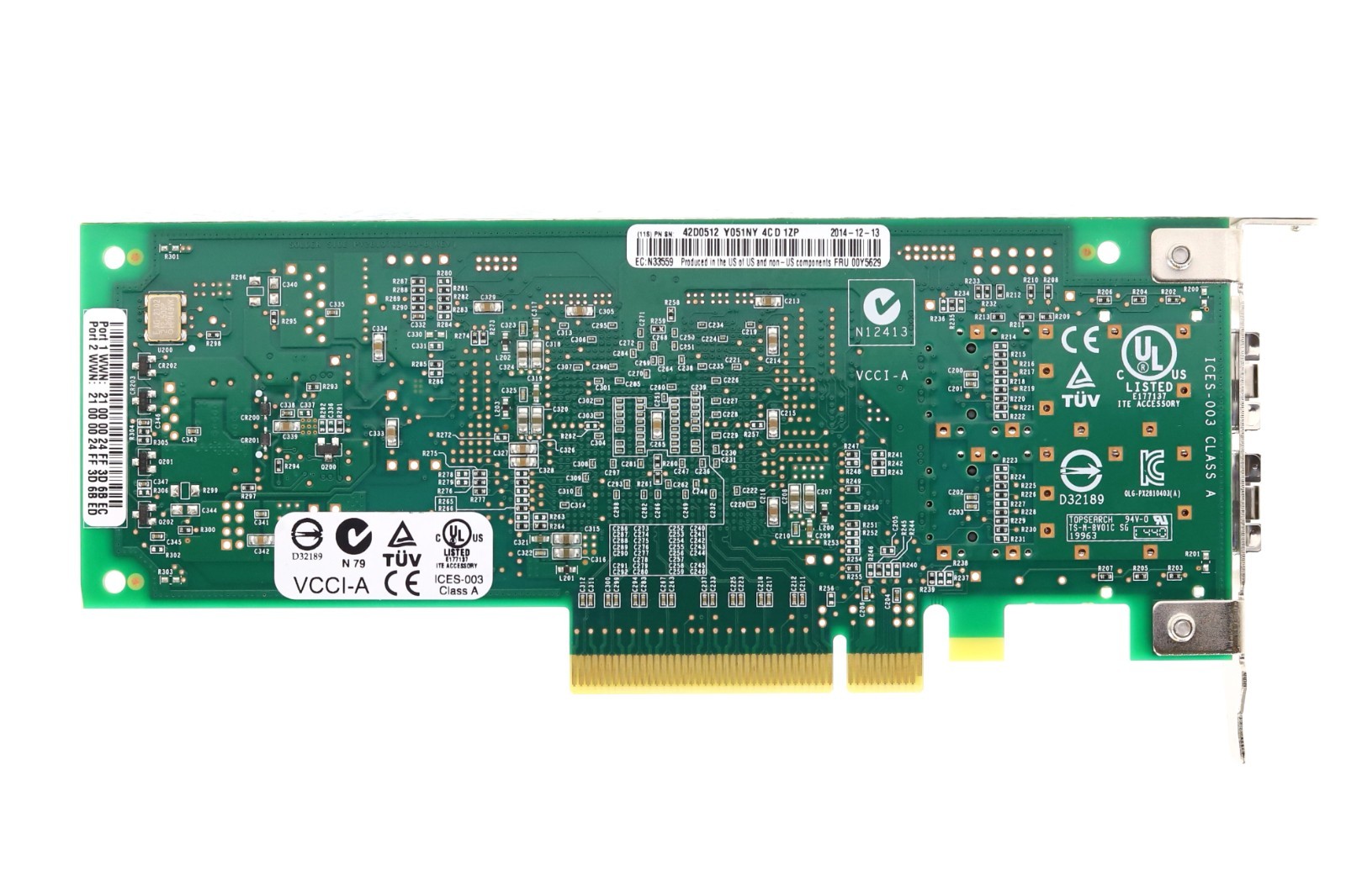 IBM QLE2562 Dual-Port 8GB Fibre Channel PCIe x8 Host Bus Adapter FRU P/N:00Y5629